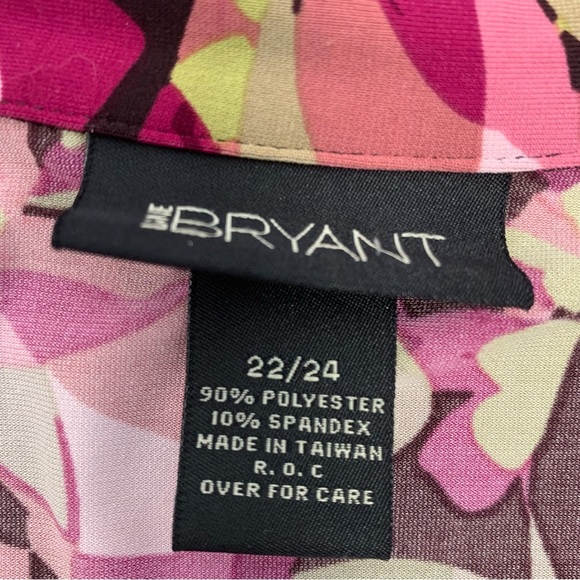 Lane Bryant Blouse 22/24 Button Up Stretch Knit Pink Abstract Long Sleeve - Picture 5 of 8